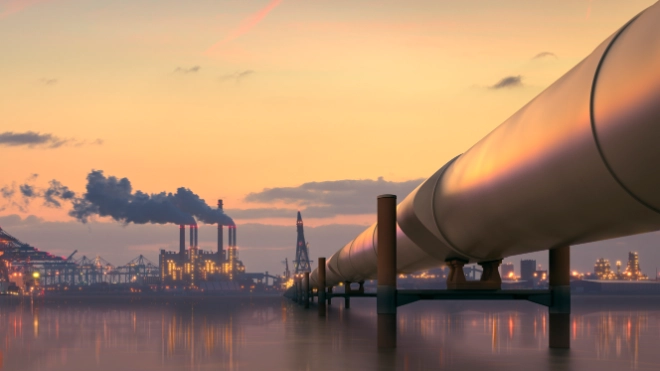 Gas pipeline stretching out to sea